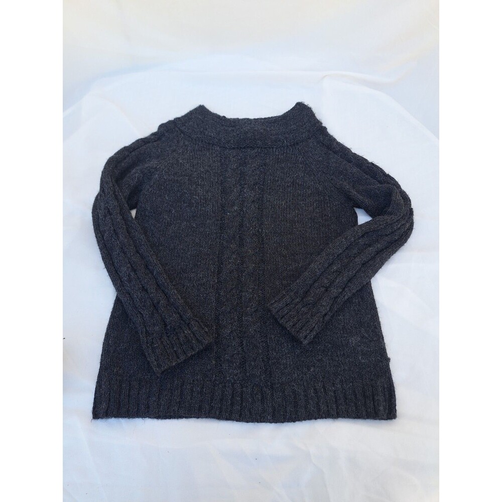 Alpaca Wool Knit Sweater Sanyork Fairtrade Boat Neck Charcoal Gray Peru Small